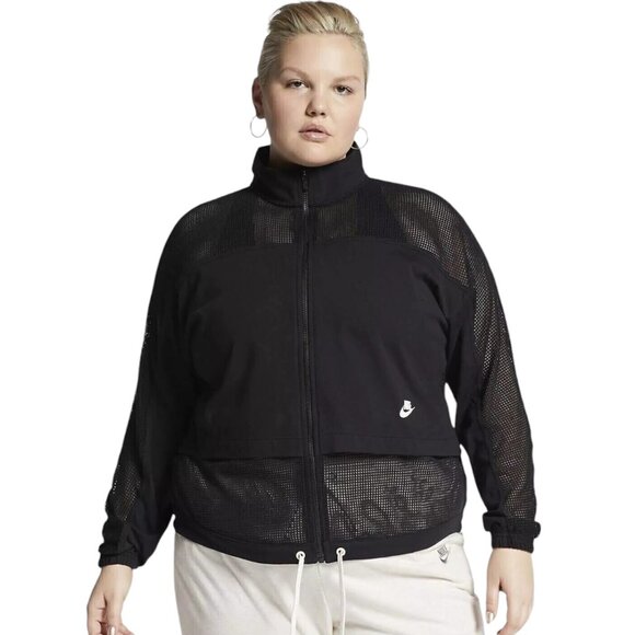 Nike Jackets & Blazers - NIKE Long Sleeve Full Zip Sporty Mesh Jacket in Black SZ 2X